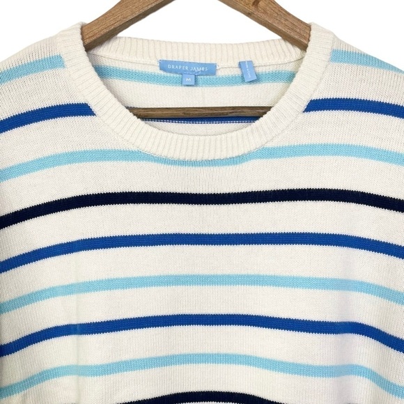 New Draper James Blue Multi Stripe Crew Neck Sweater Wool Blend New NWOT - Picture 5 of 10